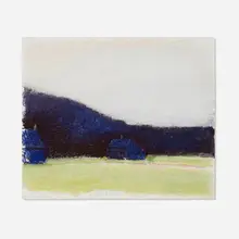 Wolf Kahn, Dark Band, Dark Houses, 2001, pastel on paper