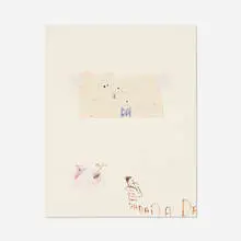 Sue Williams, Behind Every Great Man, 1992, pencil, crayon and collage on paper