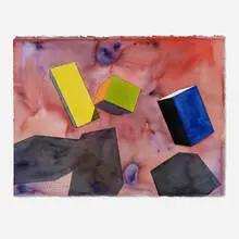 Ronald Davis, Slab, Cube and Block (from the Ray Trace series), 1988, watercolor on Arches
