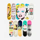 Skateboard decks (set of eleven) by Andy Warhol, c. 2012, transfer-printed plywood, sold Mar 2025