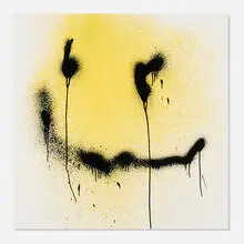 Katsu, Restart (from the Drone Smiles series), c. 2018, atomized enamel on acrylic primed canvas