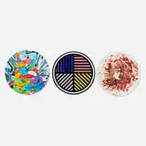 Sol LeWitt, Jeff Koons, and Vik Muniz, Collection of three plates, glazed stoneware, transfer-printed porcelain