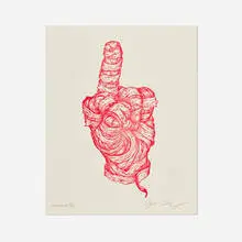 James Jean, Middle Finger, c. 2014, woodblock print in colors