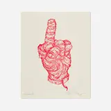 James Jean, Middle Finger, c. 2014, woodblock print in colors