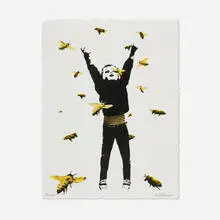 Bumblebeelovesyou, Morning Air, 2013, stenciled spray paint, watercolor and glitter on paper
