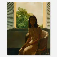 Untitled (Woman Seated) by Đỗ Quang Em, 1971, oil on canvas, sold Nov 2025