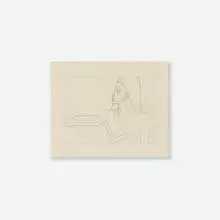 Sketch of Pharoah by Emil Bisttram, 1929, graphite on paper, sold Nov 2025