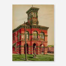 Clarence Carter, Eerie Station, Elmira, 1931, watercolor on paper