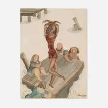 Chaim Gross, The Swimmers, 1927, watercolor on paper