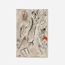 Marc Chagall, Study for Moise brisant les Tables de la Loi, 1955, India ink, wash and gouache on printed paper