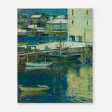 Jane Peterson, Untitled (Harbor Scene at Night), oil on canvas