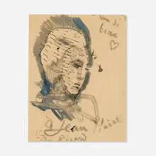Christian Bérard, Portrait Studies, ink and watercolor on paper (double-sided)