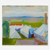 Per Lergaard, Rooftops of a Village, 1958, oil on canvas