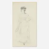 William Merritt Chase, Standing Figure with Fan, graphite on paper