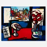 Claude Venard, Compotier aux citrons rouges, oil on canvas