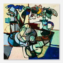 Claude Venard, Guitare et pichet, oil on canvas