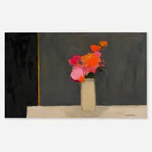 Bernard Cathelin, Bouquet au fond gris, 1976, oil on canvas