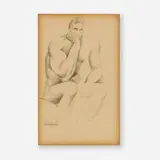 Tamara de Lempicka, Nu assis (Homme) (Seated Man), c. 1925, graphite on paper