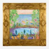 Joseph Barrett, Fisherman Canal, Lambertville, oil on canvas in artist's frame