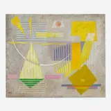 Werner Drewes, Composition # 209 (Yellow Composition on Gray), 1939, oil on canvas