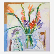 Nell Blaine, Flower Stalks on White, 1976, oil on canvas