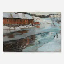 Frits Thaulow, The Lysaker River in Winter, c. 1890, pastel on canvas