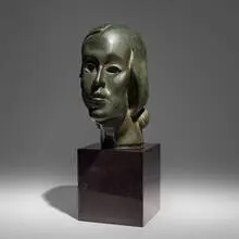 Amedeo Modigliani, Head of a Young Girl, c. 1915, bronze, granite