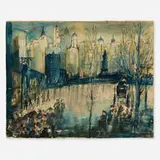 John R. Grabach, City Park in Winter, gouache on paper