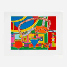 Clayton Pond, The Working End of My Gas Space Heater (from the 1776 USA 1976: Bicentennial Prints portfolio), screenprint in colors