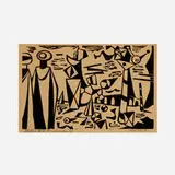 Tobias Musicant, Statues in a Landscape, woodcut