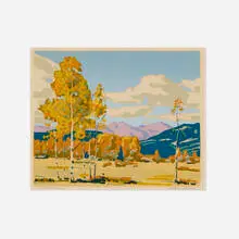 Alfred James Wands, Fall in Colorado, woodcut in colors