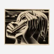 Emilio Amero, Harmonica Blues, 1950, lithograph