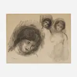 La pierre au trois croquis (from the L'Album des douze lithographies originales de Pierre-Auguste Renoir portfolio) by Pierre-Auguste Renoir, lithograph on Arches, sold Nov 2023