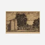 Luigi Lucioni, Two Silos, etching
