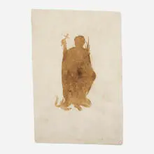 Mark Calderon, EXPEDITO (from the Santos series), 1994, pyrograph print on handmade Mexican bark paper