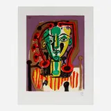Figure au corsage rayé by Pablo Picasso, 1978, lithograph in colors, sold Nov 2023