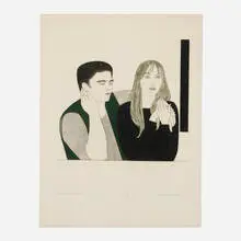 Will Barnet, The Young Couple, 1971, etching in colors