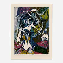 Adja Yunkers, The Birdlover, 1952, woodcut in colors