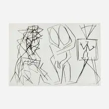 A. R. Penck, Drei figuren, 1984, drypoint