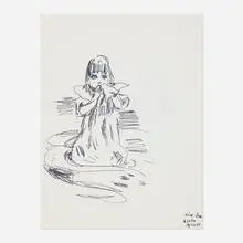 Alice (double-sided) by Karen Kilimnik, 1982, ink on paper, sold Oct 2024