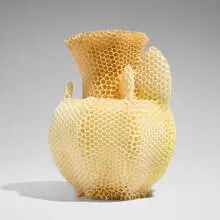Tomáš Libertíny, Honeycomb vase, 2006, natural beeswax