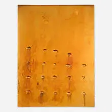 Mathieu Malouf, NYT, 2013, silver plating with dried stabilized mushrooms and mixed media on linen