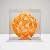Sam Keller, Cheetosphere, 2022, Cheetos Puffs, Plexiglas, mirrored glass