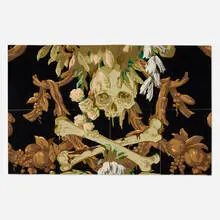 Matthew Benedict, Untitled (Skull on Wallpaper), 1995, gouache on wallpaper