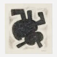 Emil Bisttram, Archangel #2, charcoal on paper