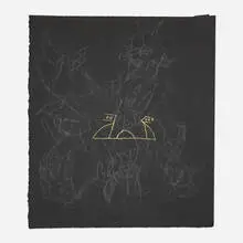 Steven Doughton, (Blind Farmer) Roots, Legs and Wings, 1986, pencil and gold ink on paper