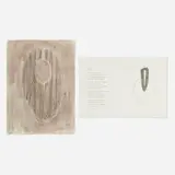 Christopher Wilmarth, Untitled; Saint (two works from the Seven Poems by Stéphane Mallarmé portfolio), charcoal on paper collage; etching with cut-out laid to wove paper