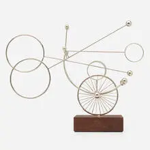 Joseph Burlini, Untitled (Kinetic sculpture), 1984, chrome-plated steel, walnut