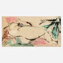 Vivian Springford, Untitled (Rice Paper Mounting), 1963-65, ink, watercolor and acrylic on rice paper laid to canvas