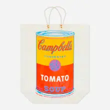Campbell's Soup Can (Tomato) by Andy Warhol, 1966, screenprint in colors on wove paper shopping bag, sold Oct 2024